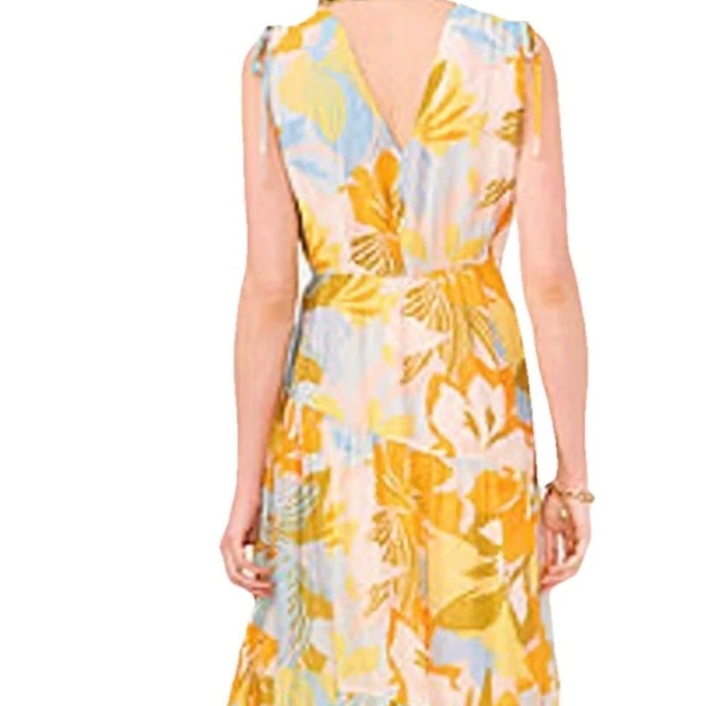 1 State Bright Floral V-neck Maxi Dress size Large Vacation dress